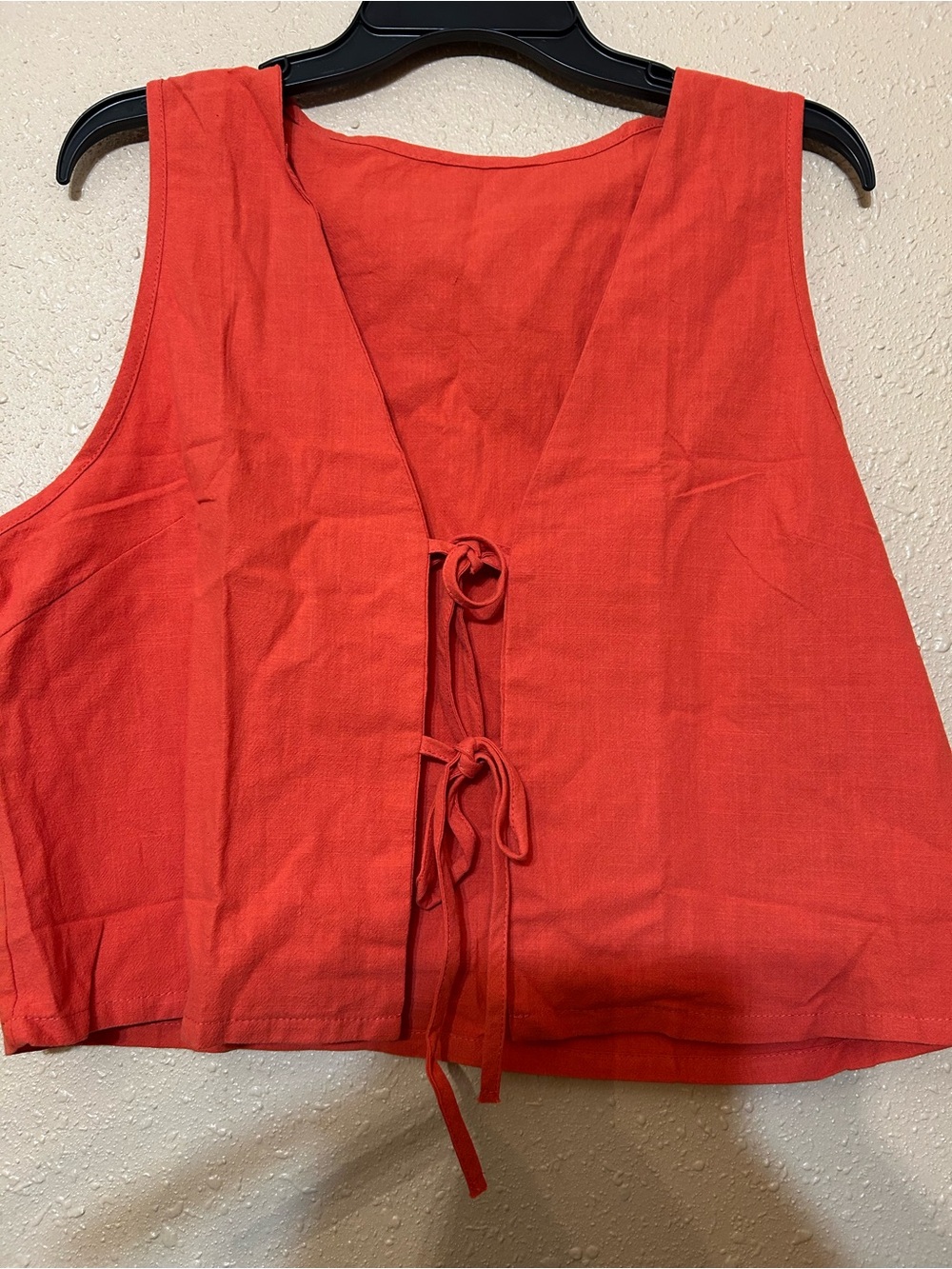 Red Tie-Front Crop Top - Women XL